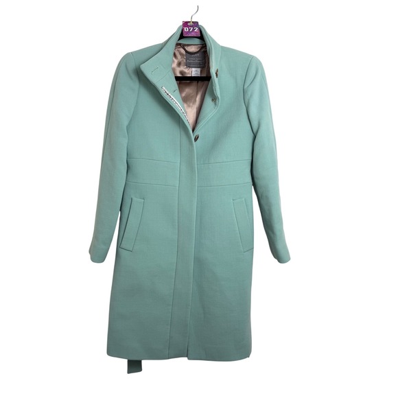 J.Crew Jackets & Blazers - J.Crew Double Cloth Wool Blend Trench Coat Size 2 Aqua Teal Heavy Jacket